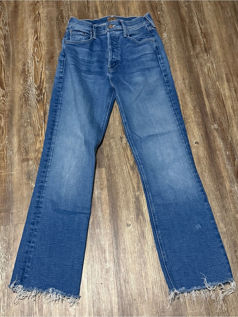 Mother The Tripper Ankle Fray Jeans Women's 25 Button Fly Frayed in Meet Cute